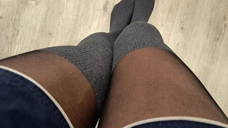 Crossdresser shows off his perfect pantyhose legs and ass
