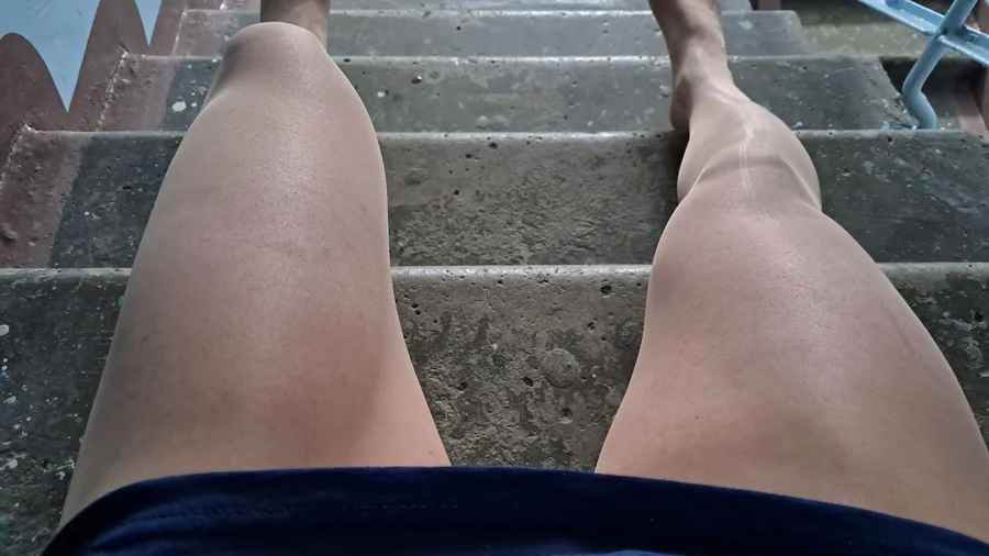 Image gallery: Crossdresser shows off his perfect nyloned legs