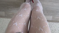 Crossdresser cums through white sexy tights - Image # 2