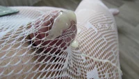 Crossdresser cums through white sexy tights - Image # 15